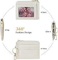 Vista 121 de Sodsay Estuche para tarjetas, cartera delgada con bolsillo frontal, para mujer, sujetatarjetas con llavero negro