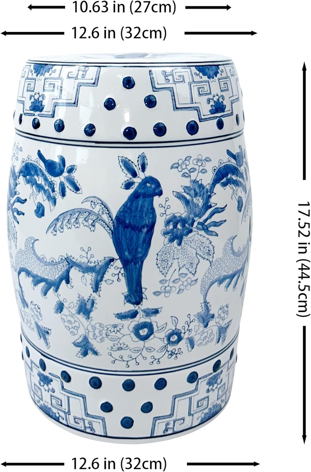 Ceramic Stool, Blue and White, Rustic Chinese-Inspired Style, Decorative Accent for Home Decor