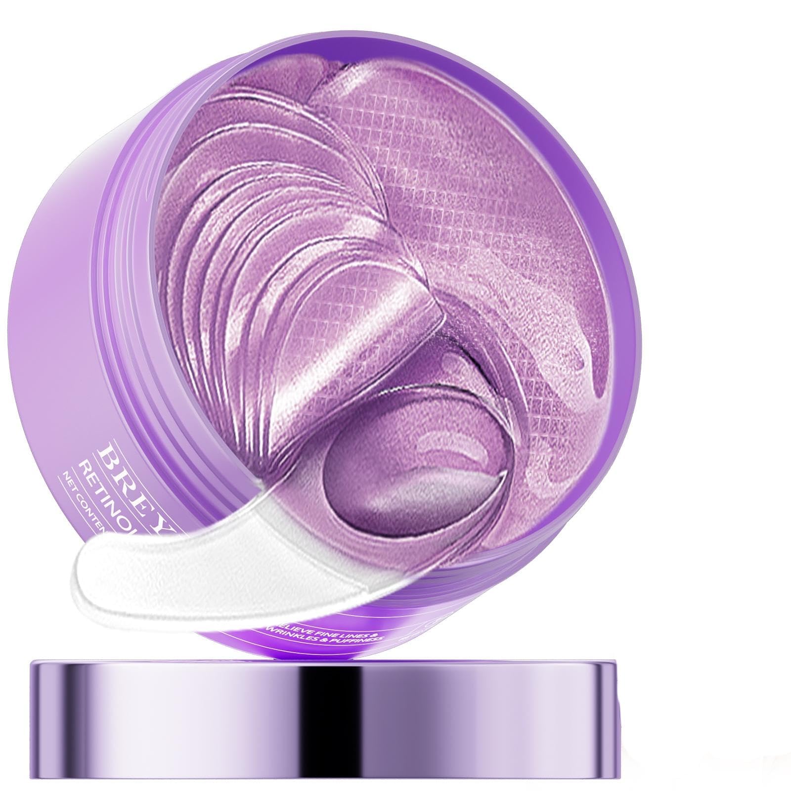 BREYLEE Retinol Augenmaske, 60 Stück, mit Retinol, Kollagen und Hyaluronsäure, reduziert geschwollene Augen, Augenringe, Falten und feine Linien, Anti-Aging, glättende Hautpflege für Frauen und Männer