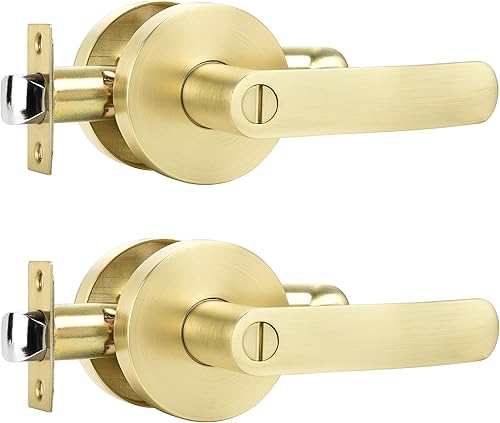 Miniatura 9 de Leydebong Paquete de 6 cerraduras de puerta de entrada con llaves iguales, manijas de puerta doradas para uso en puertas interiores o exteriores,