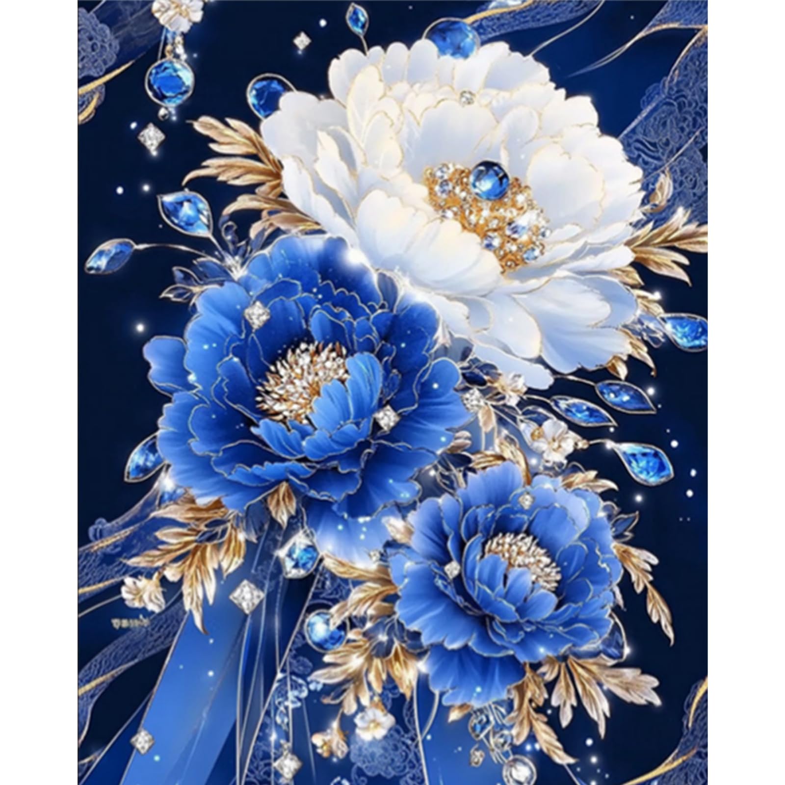 Flower Stamped Cross Stitch Kits for Adults，11CT 3 Strands DIY Counted