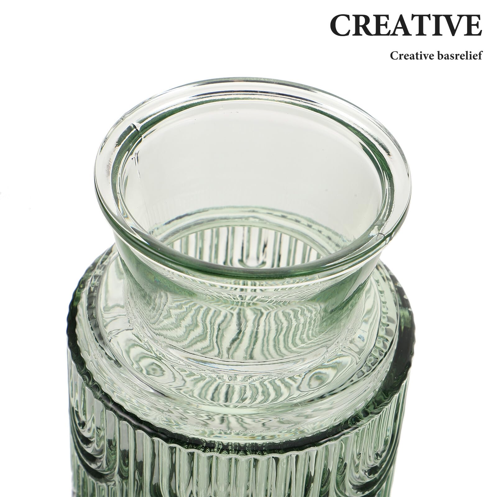 Juego de Jarra y Vaso de Vidrio Repujado Verde, Jarra de Agua Fría y Vaso para Mesita de Noche, Set de Cristal para Jugo y Agua, Garrafa Decorativa y Funcional para Uso Diario