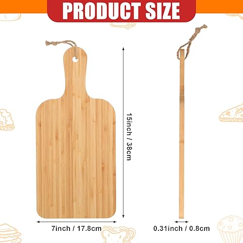 Miniatura 2 de Tanlade 18 tablas de cortar de bambú a granel de 15 x 7 pulgadas con mango de madera charcutería tablones grabados para servir tablones de cocina