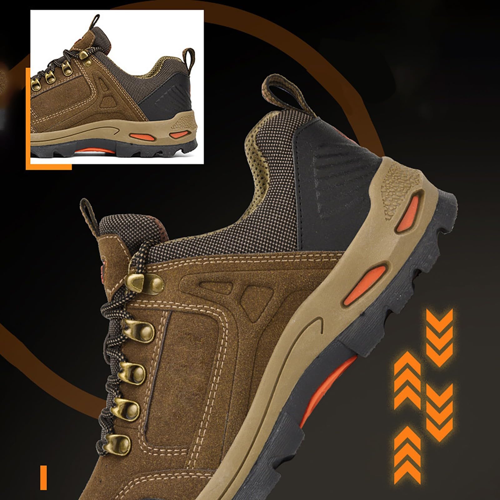 Zapatos de senderismo para hombre, impermeables, ligeros, antideslizantes, ligeros, con amortiguación, suela gruesa, zapatos de montaña, cómodos zapatos de ocio