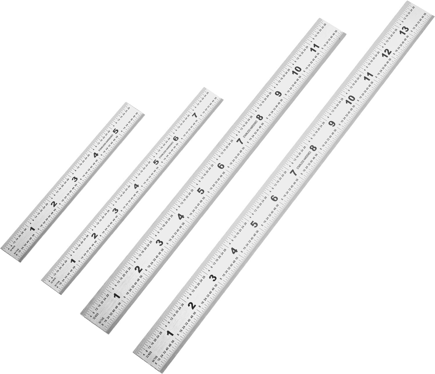 Machinist Ruler - Metal Rulers Pack of 4, 6/8/12/14 Inch Metric MM Ruler, Stainless Steel