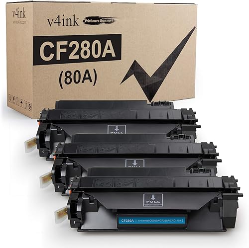v4ink 3PK - Cartucho de tóner compatible CF280A CRG119 para HP 80A CF280A, cartucho de tóner negro para impresora HP Pro 400 M401N M401DN M401DNE