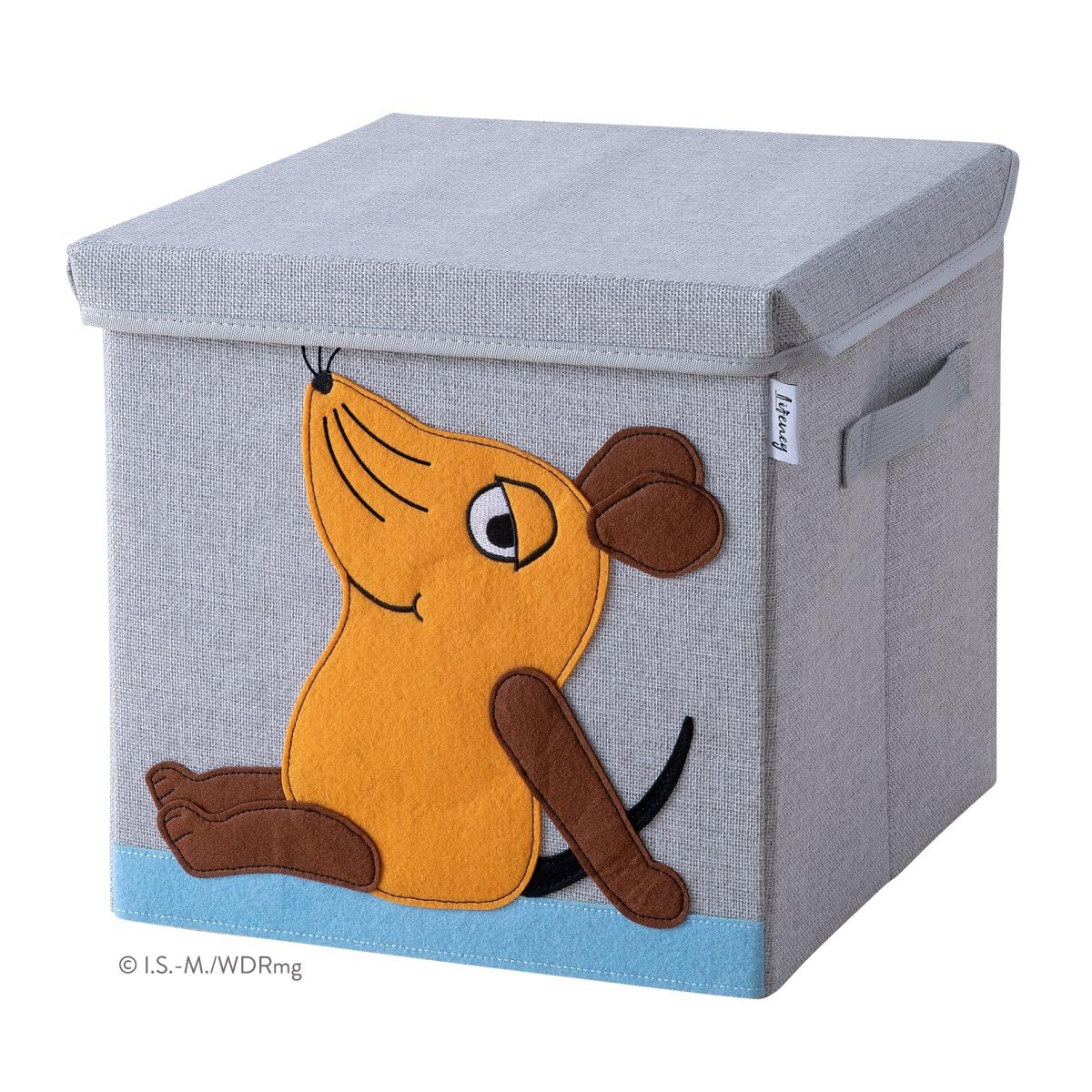LIFENEY meets Die Maus Aufbewahrungsbox mit Deckel für Kinder – Box mit der kultigen Maus zum Verstauen von Spielzeug – 30 x 30 x 30 cm passend für klassische Würfelregale