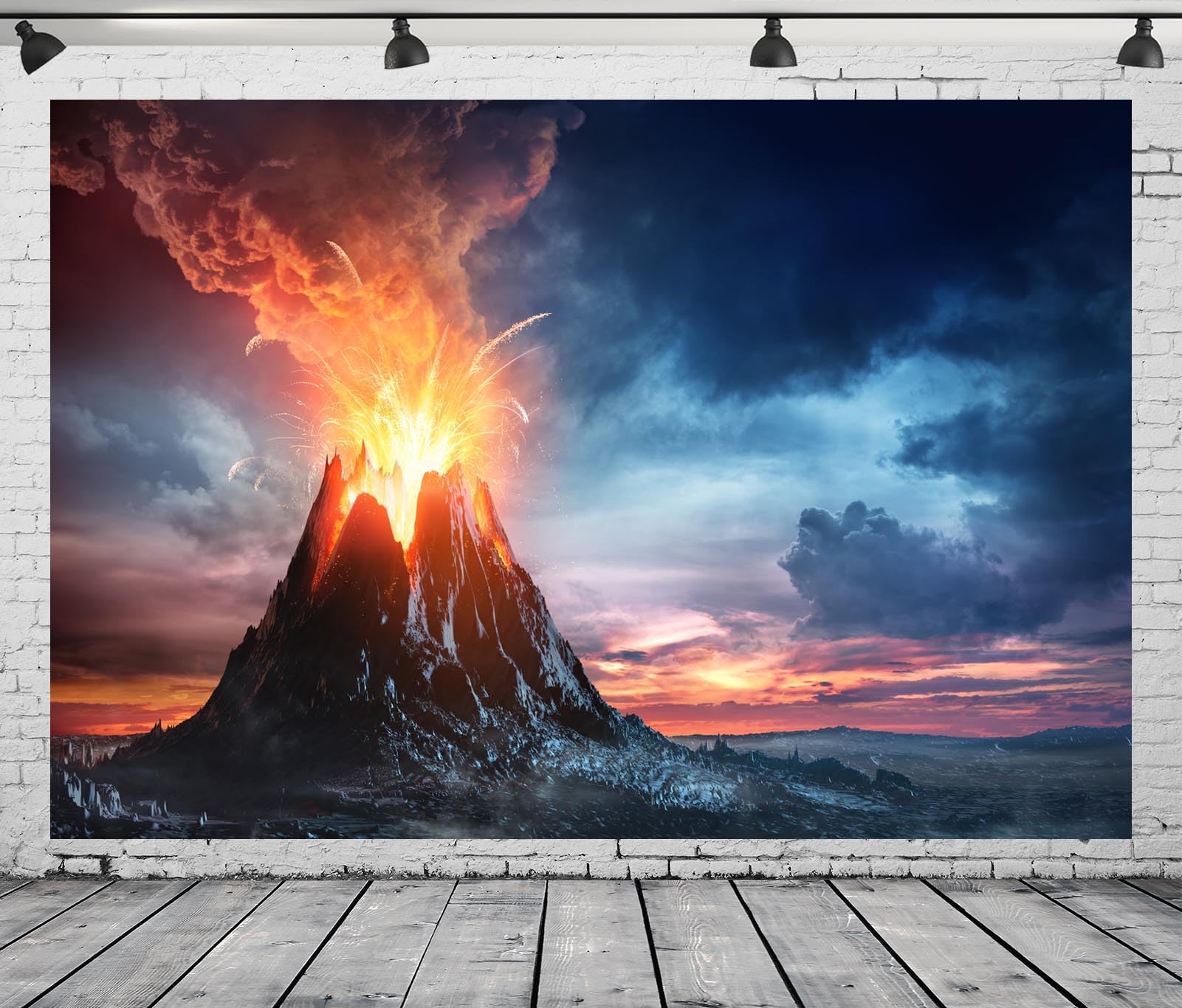 Amazon.com: Loccor 7x5ft Fabric Volcano Backdrop Volcano Eruption