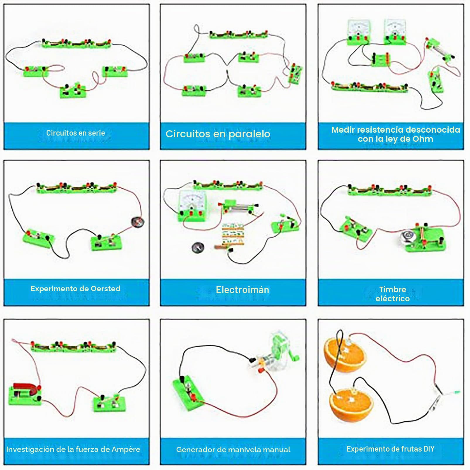 Kits educativos de Ciencia,experiencias científicas Infantiles,Circuito electrico,Kit de exploración Infantil,Electricidad magnética,para exploración de la electromagnética