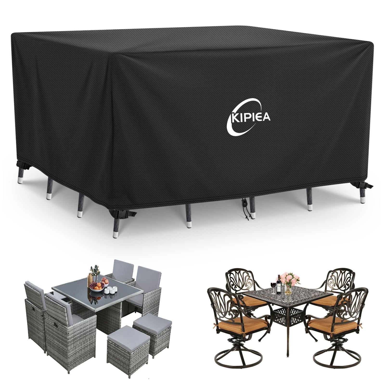 Kipiea Patio Furniture Covers Waterproof Winter, Heavy-Duty 420D Outdoor Patio Table Set Covers, Rectangular Outdoor Sectional Couch Covers (78" L x 58" W x 28" H) — view 19