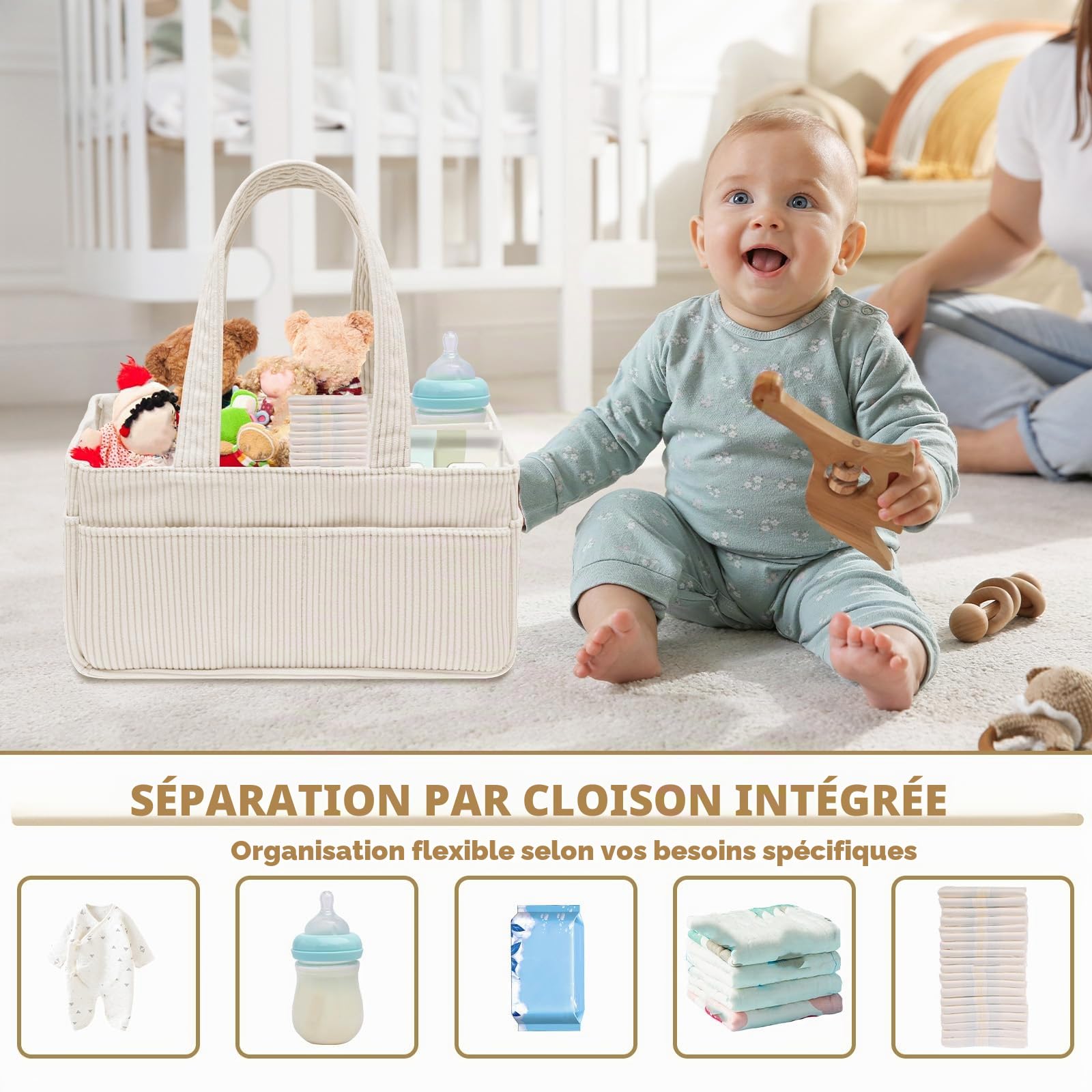 Panier à couches organisateur table à langer grand rangement chambre enfant station à langer