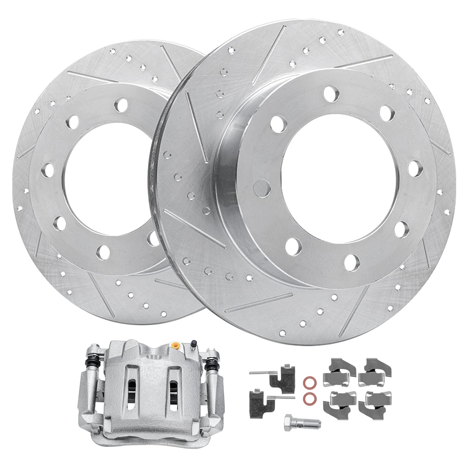 Detroit Axle - Front Drilled Brake Rotors Passenger Side Brake Caliper
