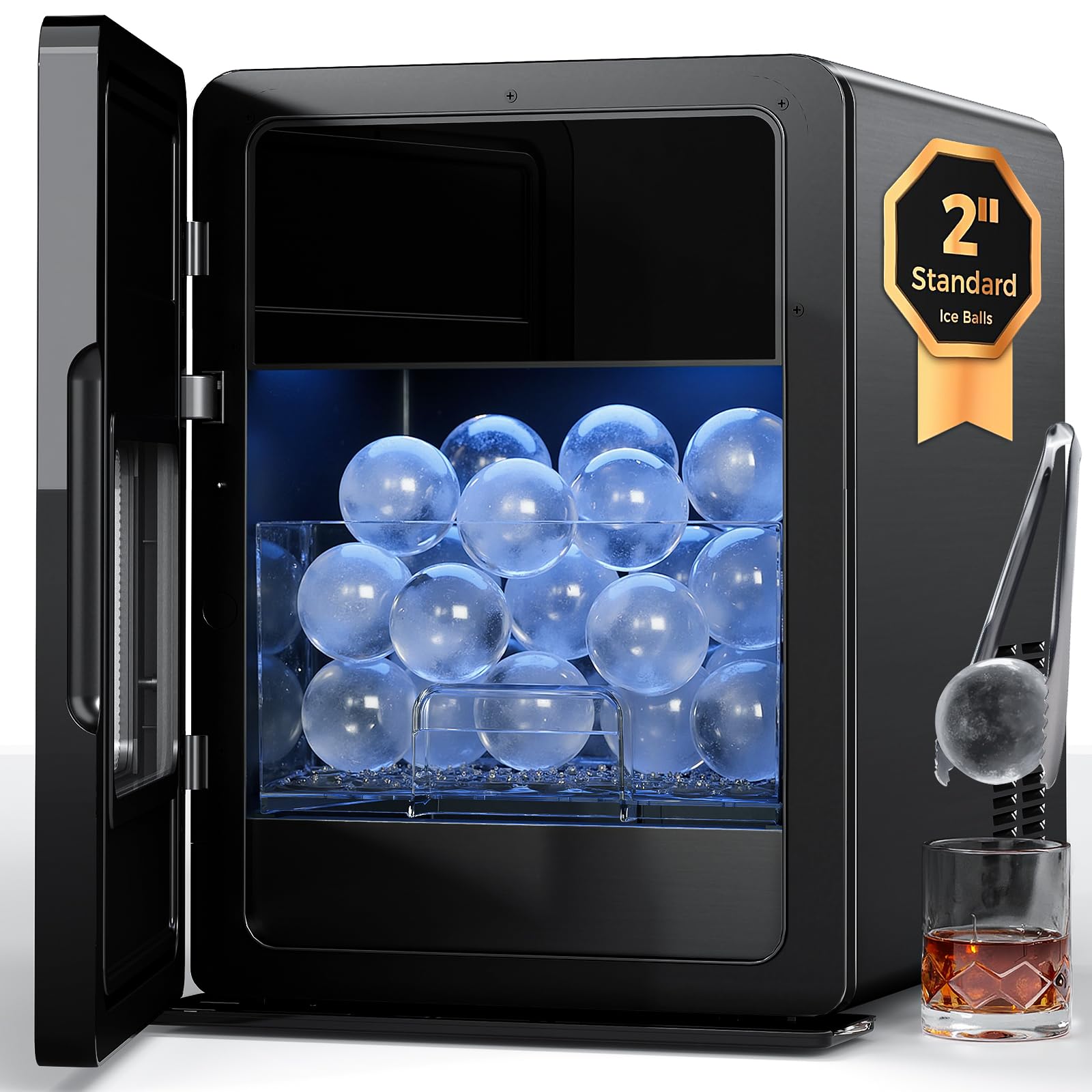 Photo 1 of ****CHECKED  7/12 - AS IS/NO RETURNS - SALE FINAL - FOR PARTS ONLY****Rellytech 2’’ Ice Ball Maker – 4 pcs Round Cubes in 35 Mins, 144pcs/Day, Clear Sphere Ice Maker Machine for Whiskey, Cocktails, Self-Cleaning, Auto Water Supply, for Home Parties Office