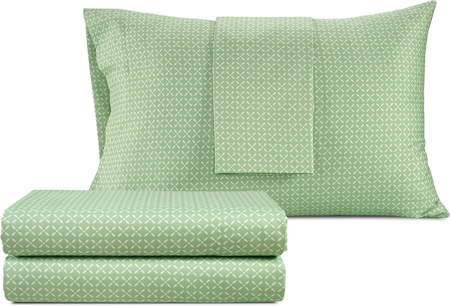 Izod Sateen Silky 4Pc King Size Bed Sheet Set, Deep Pockets - fits Upto 17", Smooth & Buttery Feel Sheet Set, Long-Staple Soft Combed 100% Cotton Bed Sheet, Hotel Luxury Bedding - Green Mosaic - Thumbnail 4