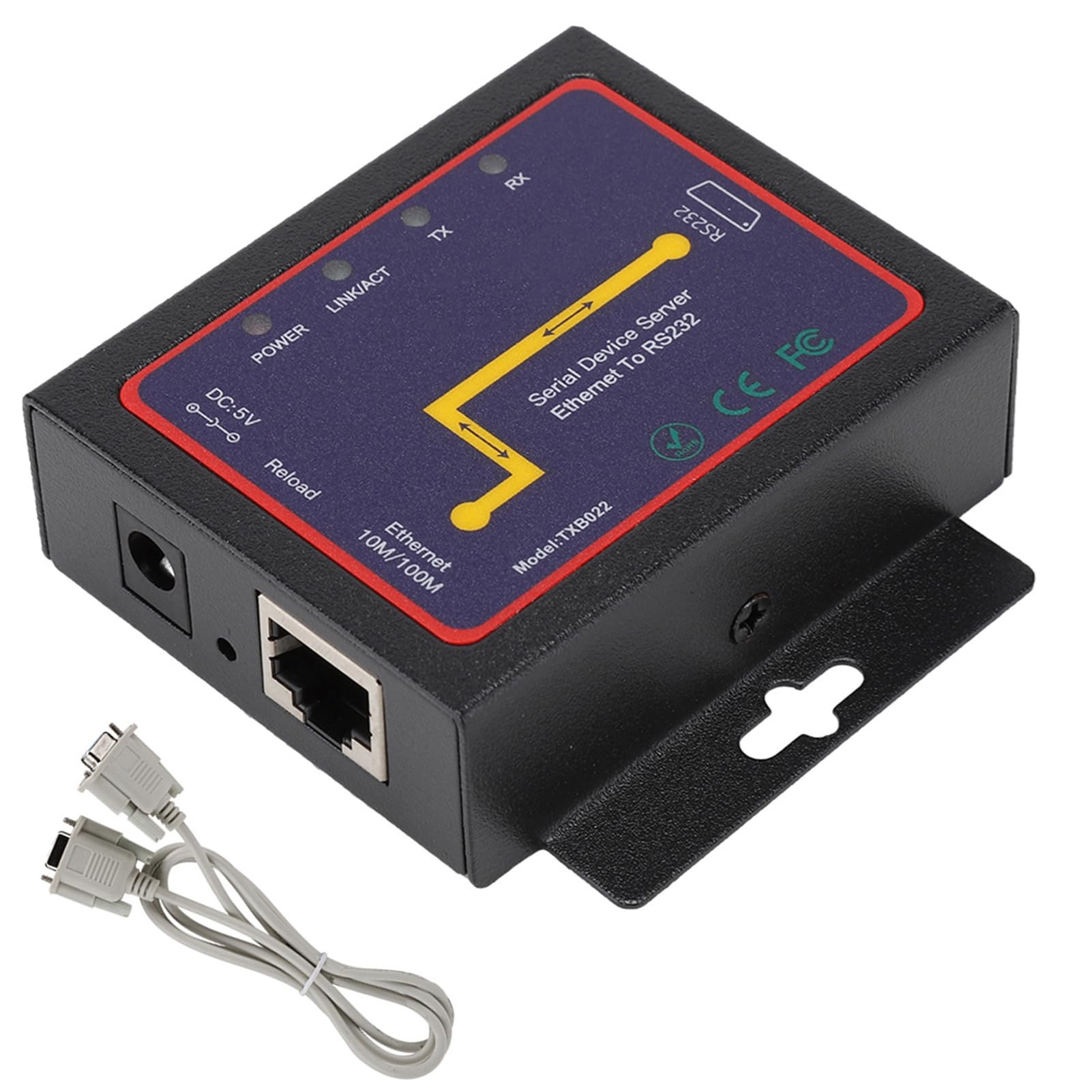 Lazmin 1 Port Ethernet RJ45 zu RS232 Konverter, RJ45 zu RS232 Single Serial Server Plug-In RS-232/485/422 zu IP Konverter(EU-Stecker)