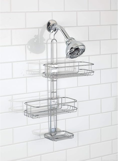 iDesign Linea Adjustable Shower Caddy, Silver