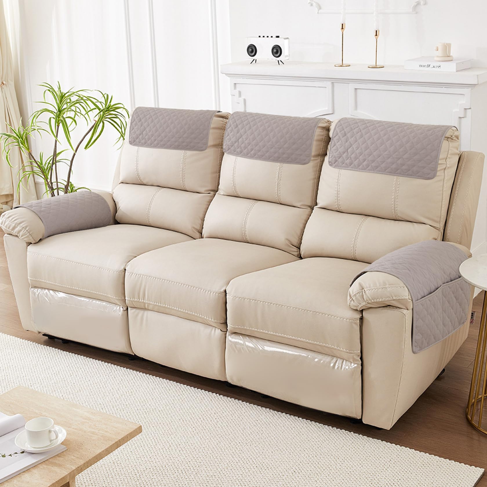 Set di 5 copribraccioli per divano, stile minimalista, con tasca laterale, in poliestere, antiscivolo, per divano, poltrona, accessori per la casa