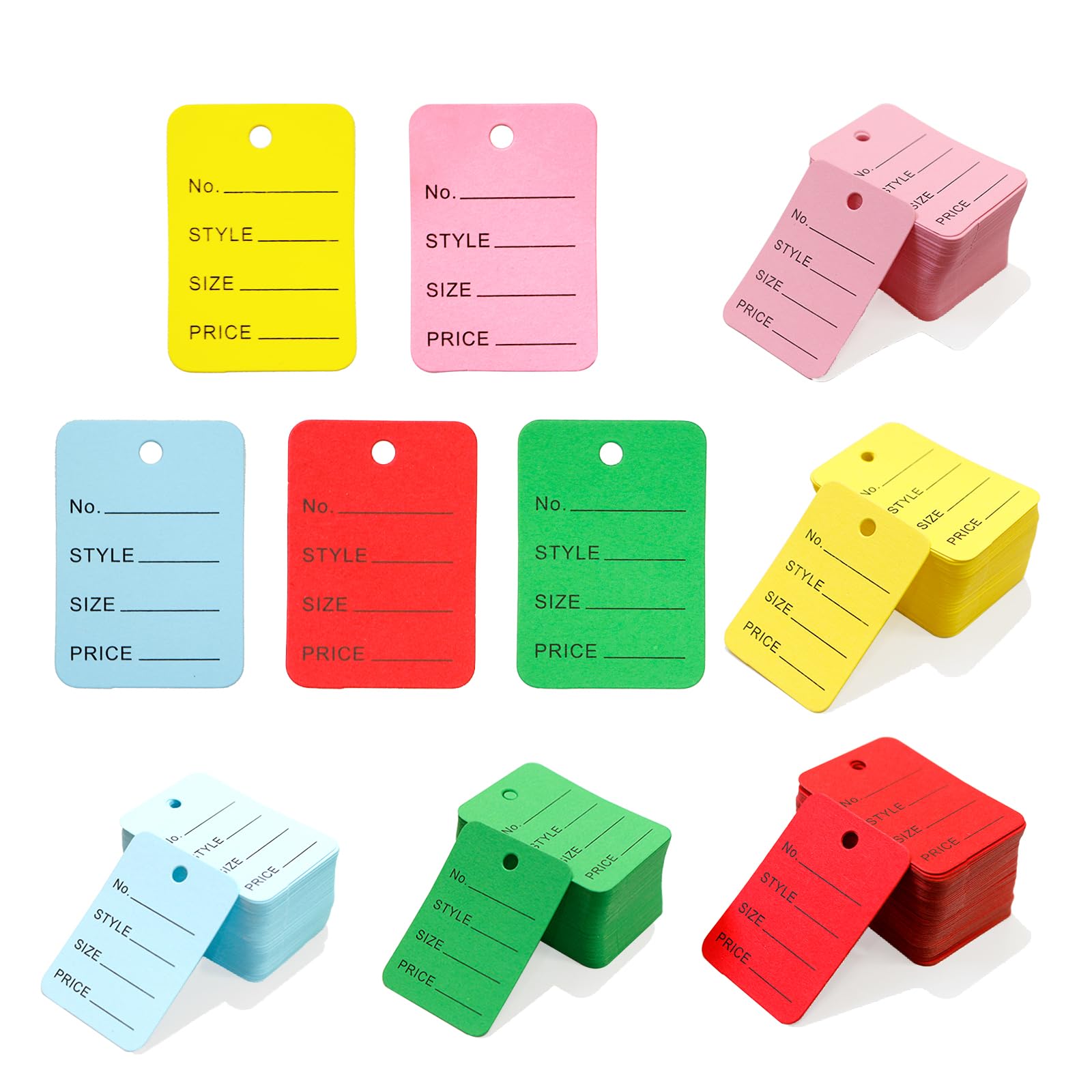 1000Pcs 1.97” x 1.38” Blank Labels Price Tags 5 Colors for Clothing Store Jewelry Gifts Accessories Promotional Activities Coupon Sale Tags