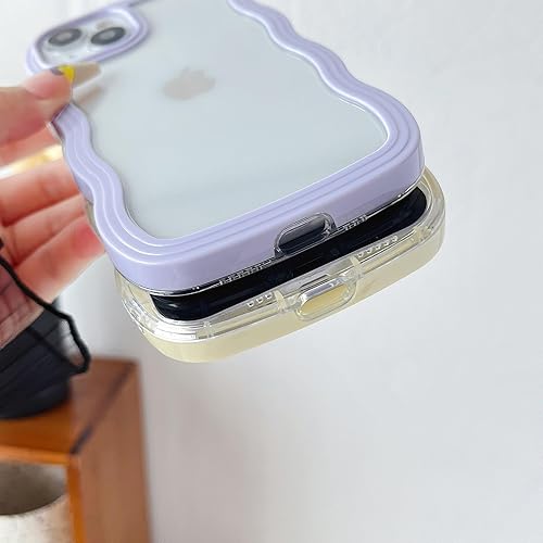 Miniatura 5 de Caseative Funda para iPhone 13, bonita funda suave a prueba de golpes con forma de marco de onda rizada (rosa)