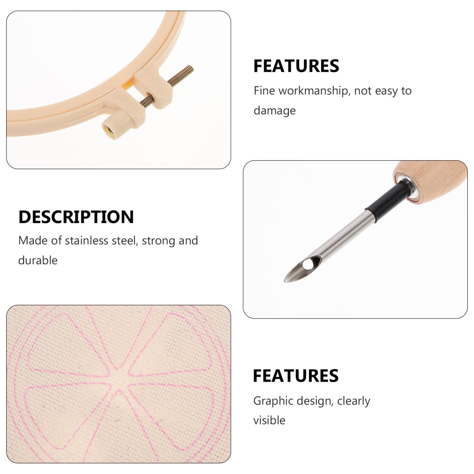 HAWILLOSCH 1Set DIY Punch Needle Coaster Kit Handcraft Embroidery Supplies for Beginners Create Your Own Cup Mats for Artistic Expression and Creative Fun