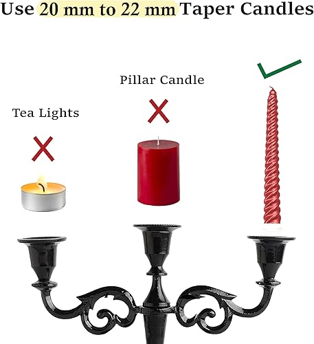 Vista 35 de Rely+ Candelabros de 5 brazos, decoración de interiores, cocina, mesa, velas, candelabros, centro de mesa (plateado)