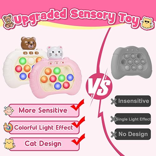 Miniatura 6 de Juguetes para niños y niñas adolescentes de 3 a 12 paquete de 2 juguetes coloridos con luz de empuje rápido, juego de mano de burbujas para regalo