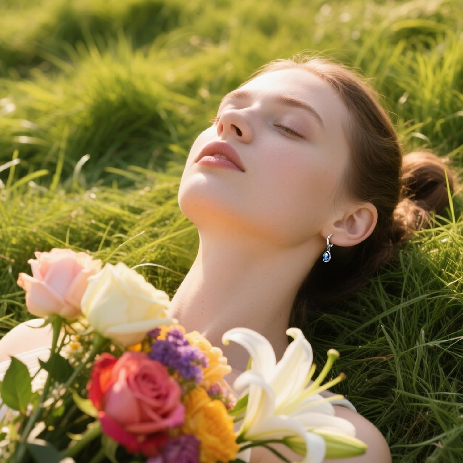 Small Silver and Aquamarine Light Blue Leverback Dangle Sapphire Small Simple Drop and Dangle Lightweight Stone Earrings for Office Women - Image 7