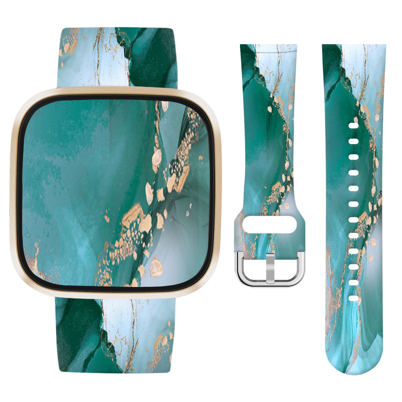 Vozehui Marble Silicone Straps for Fitbit Versa 4 3 Sense Sense 2, Soft, Unique Printing Technology, Comfortable to Wear, Waterproof and Durable Replacement Band for Men Women