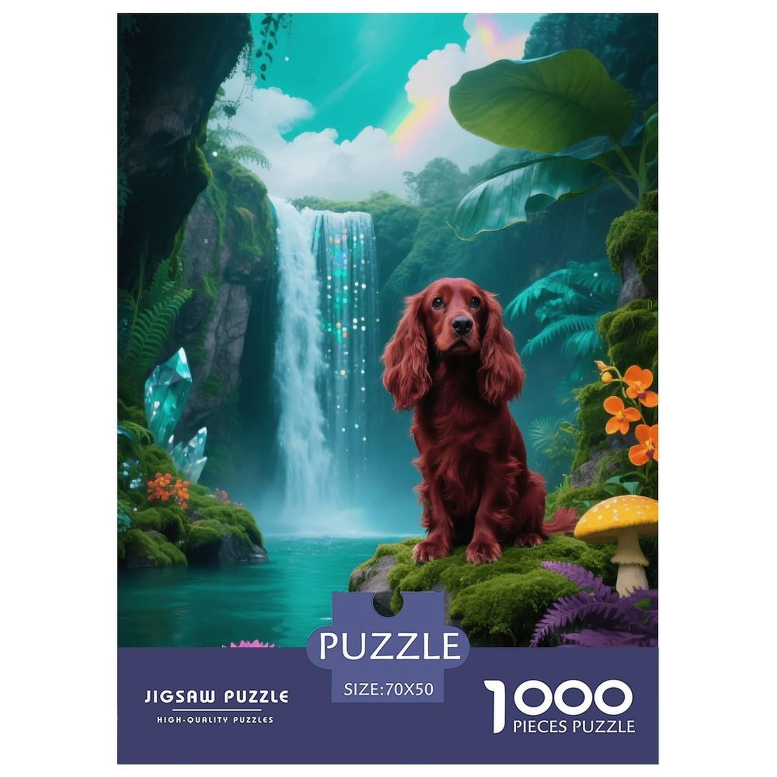 1000 Piece Cavalier King Charles Spaniel Jigsaw Puzzle for Adults - Family Fun, Educational Toys, Dog Waterfall Puzzle, Decoration Birthday Gifts 70x50cm/1000pcs — image 1