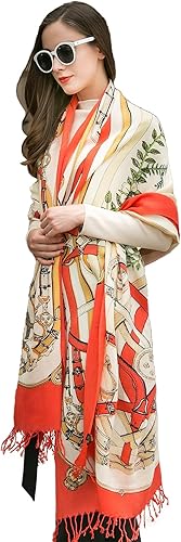 DANA XU Manta de pashmina extragrande 100% de lana merina, bufanda de viaje, bufanda de cachemira para mujer, otoño e invierno, chal de gran tamaño