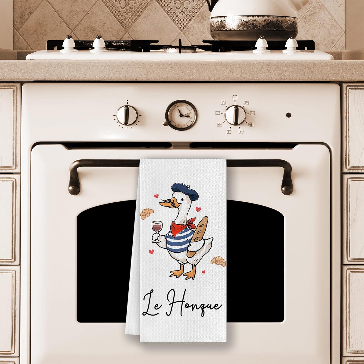 Funny French Goose Kitchen Dish Towels,Goose Lover Gifts for Women,French Croissant Geese Hand Tea Towels for Bathroom Kitchen Decor,16x24 Inches - Image 4