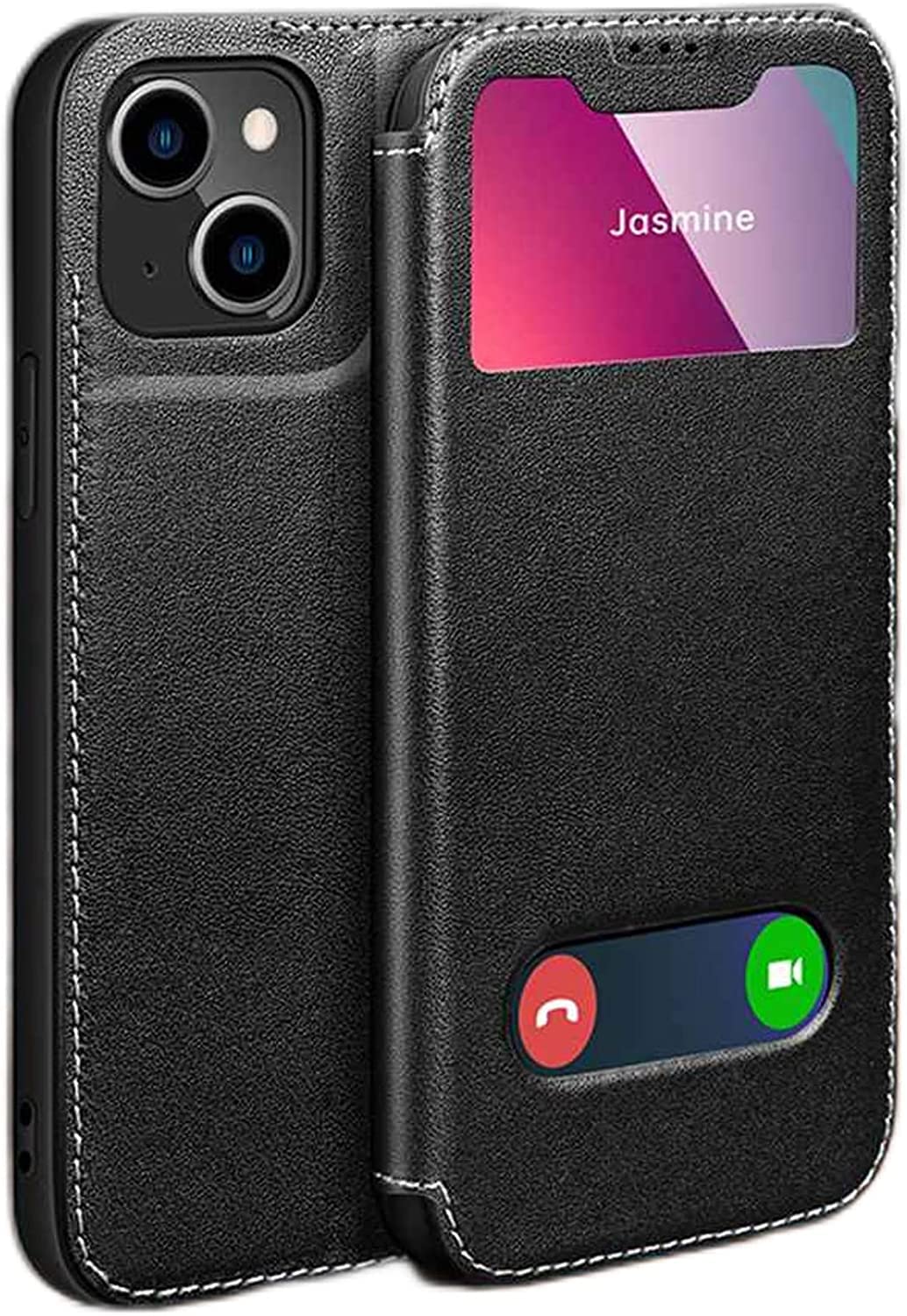 Étui pour iPhone 14 Plus antichoc en cuir avec clapet fermé - 8