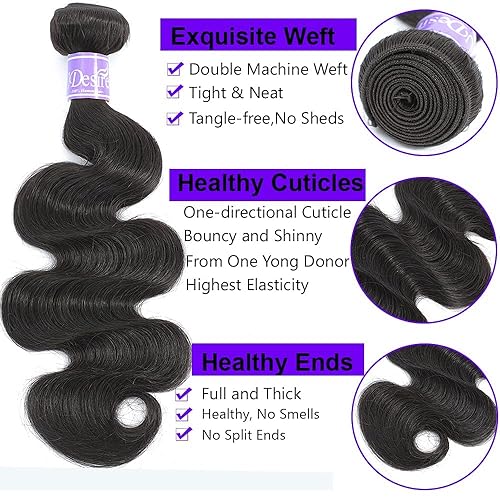 Miniatura 4 de 12A Grade Brazilian Body Wave Human Hair Bundles Weave Hair Human Bundles Brazilian Virgin Hair (8 Inch,Only 1 Bundle)