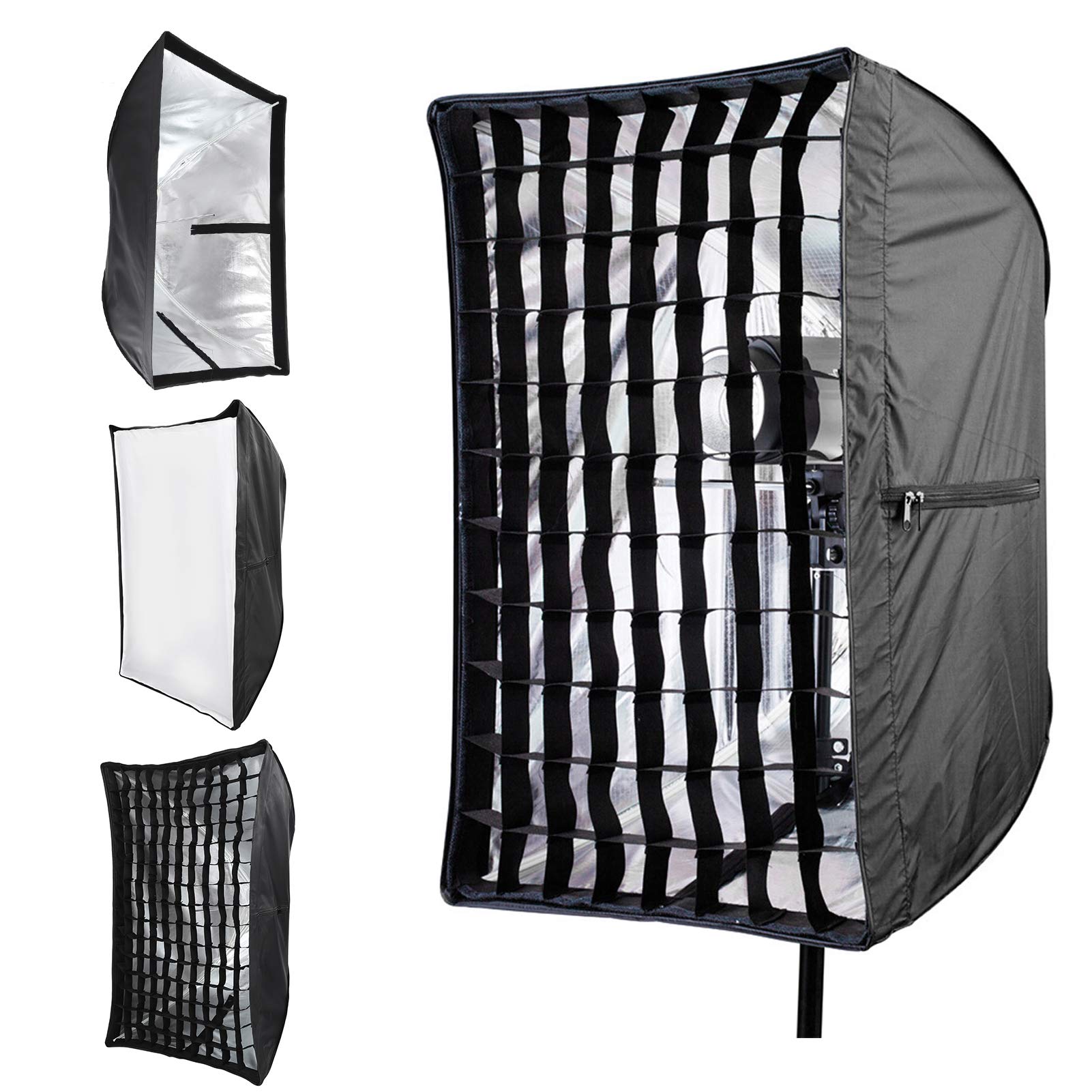Boîte à lumière portable pour studio photo avec support en fibre 60 x 90 cm