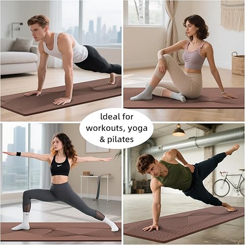 Miniatura 5 de ILILI Tapete de yoga, 72 x 25 x 0.3 pulgadas, antideslizante, tapete de ejercicio de elastómero termoplástico, inodoro y resistente al desgarro, con