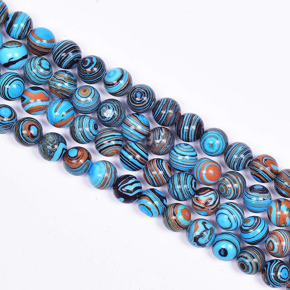 Asingeloo Natural Stone Beads Crystal Energy Stone Healing Power for Jewelry Making DIY Handmade Crafts (10mm, Blue Gold Black Malachite) — image 1