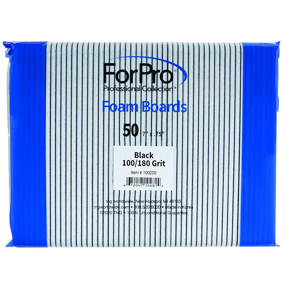 ForPro - Lima per unghie in schiuma, grana 100/180, doppia faccia, 7 "L x 195" W, 50 pezzi