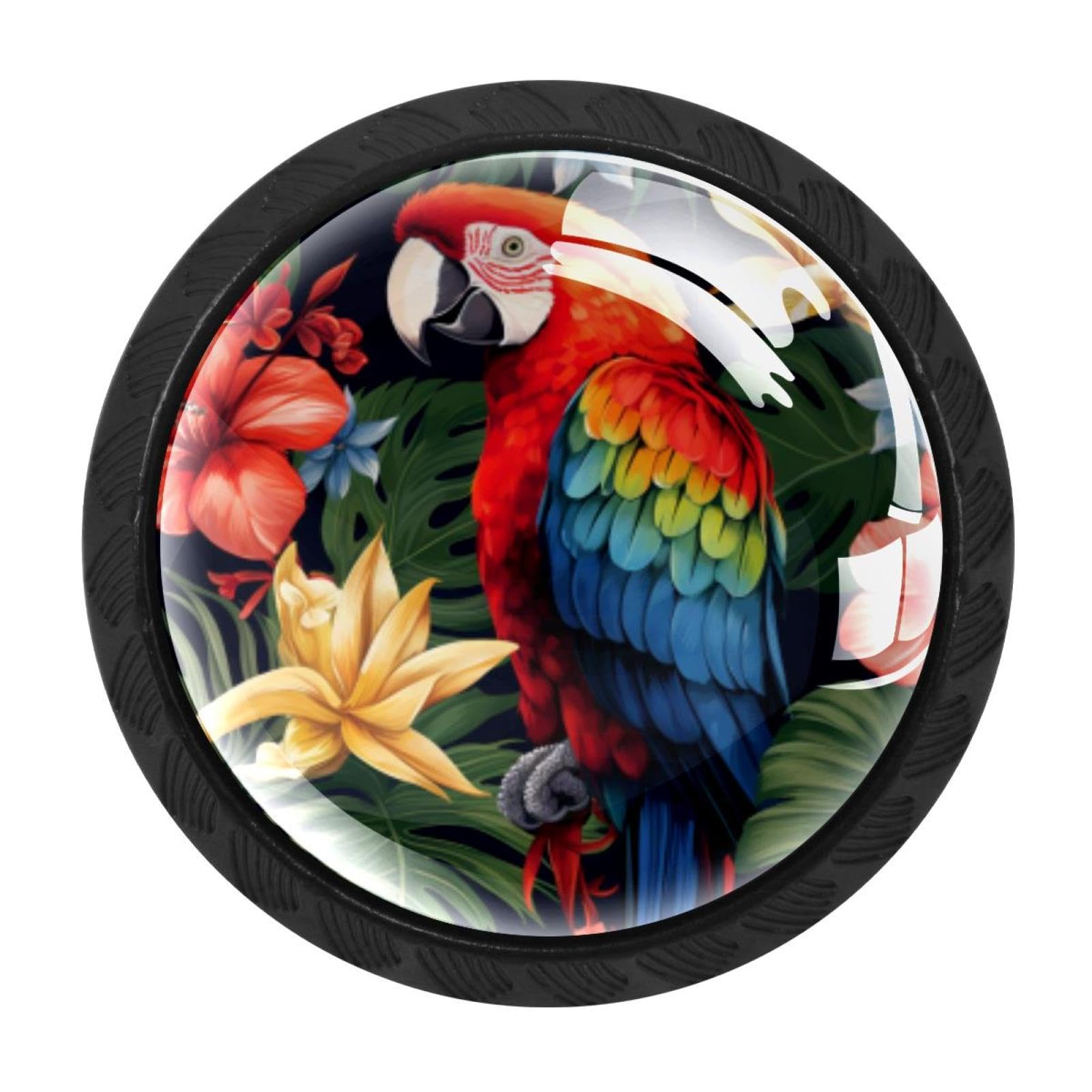 CHENZZZZ Parrot Drawer Knobs Pull Handle Crystal Glass Circle Shape Cabinet Drawer Pulls Cupboard Knobs with Screws for Kitchen Cupboard Dresser Wardrobe etc