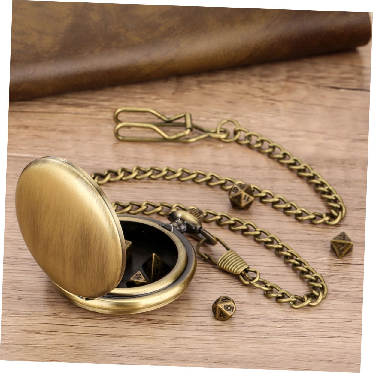 Lot De 5 Mini Dés Polyédriques en Métal avec Étui pour Montre De Poche Et Porte-clés