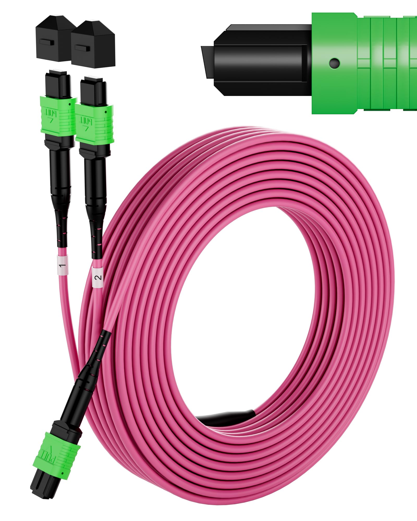 Câble de dérivation OM4 MPO 10 m, 16 fibres APC vers 2 x 12 fibres APC, câble de raccordement à fibre multimode MPO femelle de type B, LSZH, pour centre de données 40 G, 100 G, 400 G