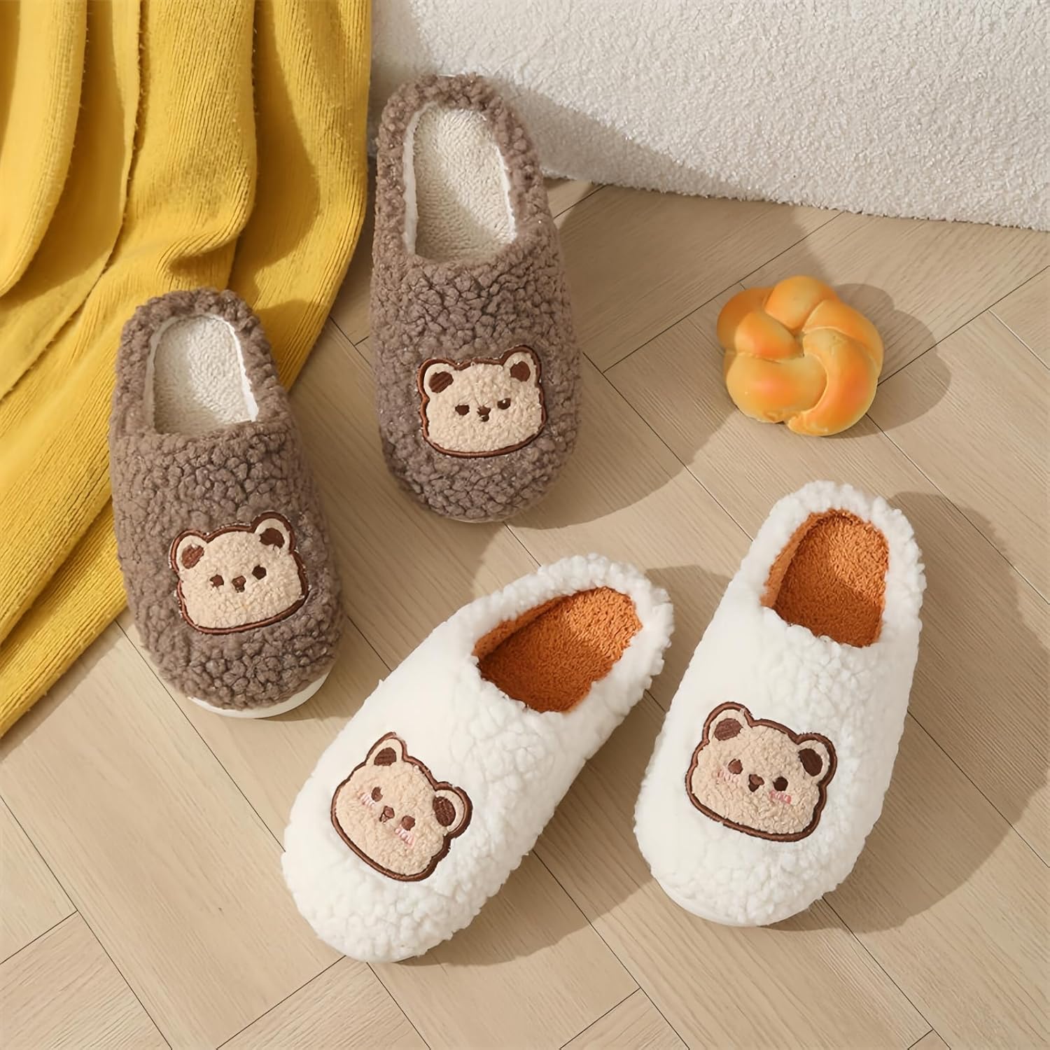 Cozy Plush Indoor Bear Slippers for Women and Men with Cute Animal Face Design Soft Warm House Shoes for Winter Comfort - Image 6