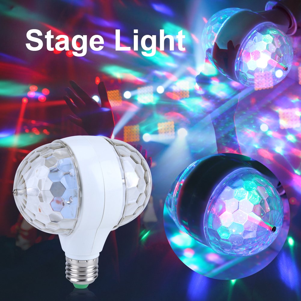 E27 RGB LED disco światła sceniczne żarówka kulowa 2-głowicowa obrotowa z efektem imprezowym Pub disco oświetlenie sceniczne 6W Nadaje się do KTV, sal muzycznych itp. (UE)