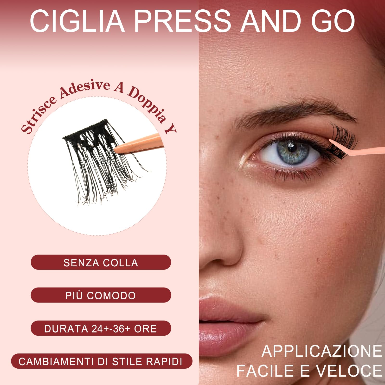 Higu Clace Ciglia Autoadesive, Ciuffetti Ciglia Finte Mix 10-16 Mm, Ciglie Finte Naturali, Ciglissime Press E Go Kit Senza Colla Adatto Ai Principianti(Natural)