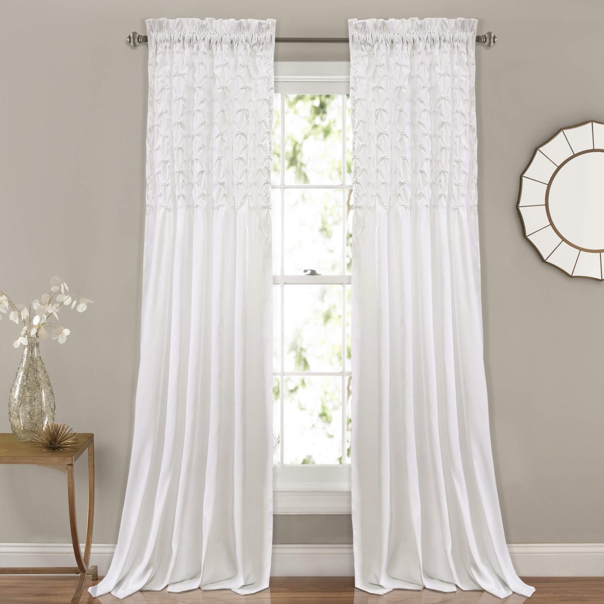 Lush Decor Bayview Window Curtain Panel Pair, 84" x 54" + 2" Header, White