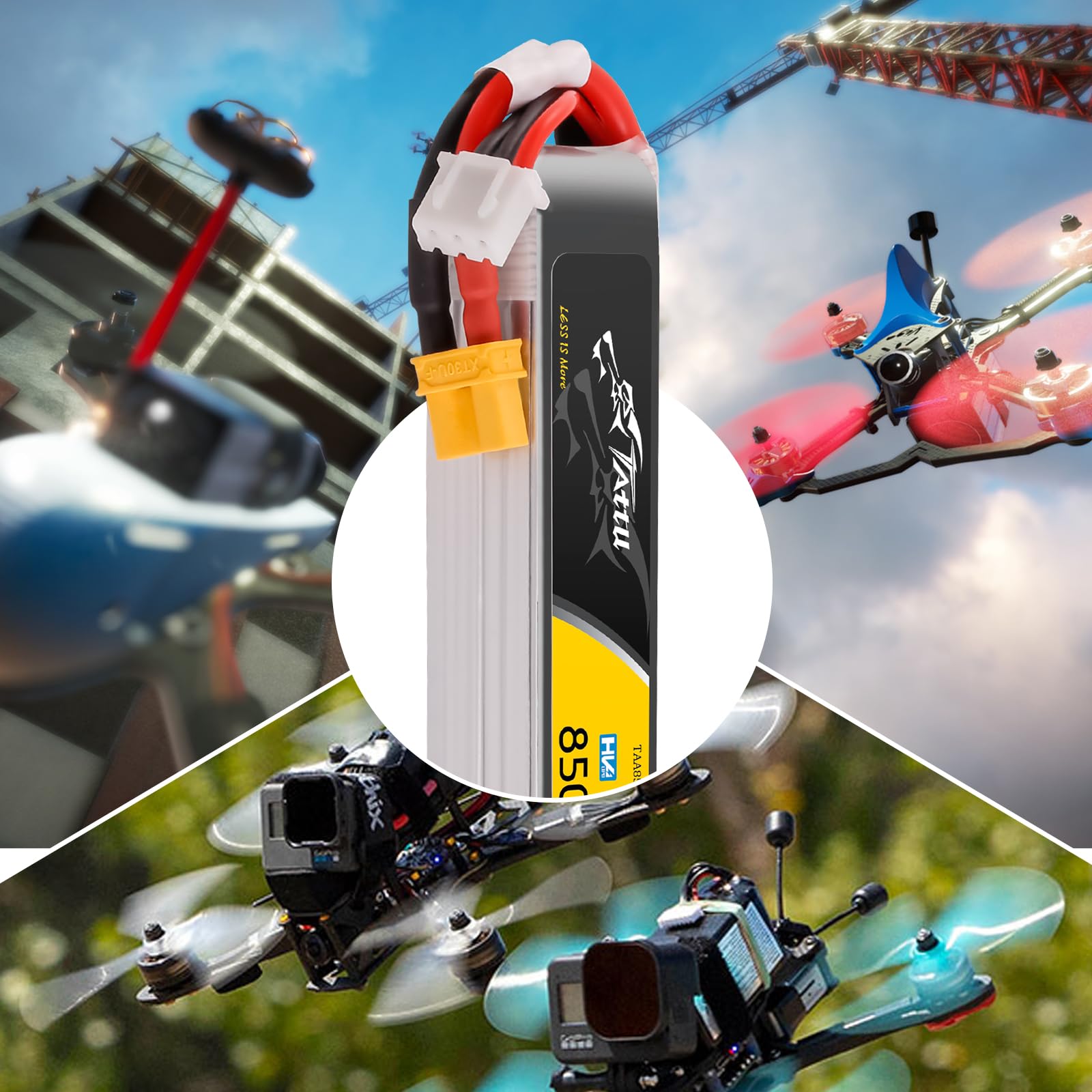TATTU 2s Lipo akumulator 850mAh 95C 7.6 V HV LiPo Długa kumulator z wtyczką XT30 do samochodu Quadrocopter wyścigowy FPV H z ramą UAV