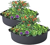ZtohPyo 2-Pack 15 Gallon Grow Bags - Breathable Fabric Round Raised Garden Beds with Handles for Vegetables, Tomatoes, Potatoes