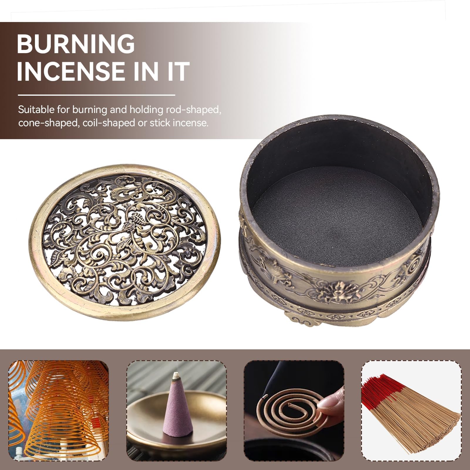 Akozon Brons zinklegering 2 Stuks Kleuren Vintage Backflow Wierook Brander Wierookvat Stok Kegel Houder Chinese Mini wierookvat Ornamenten voor Home Office Decoratie