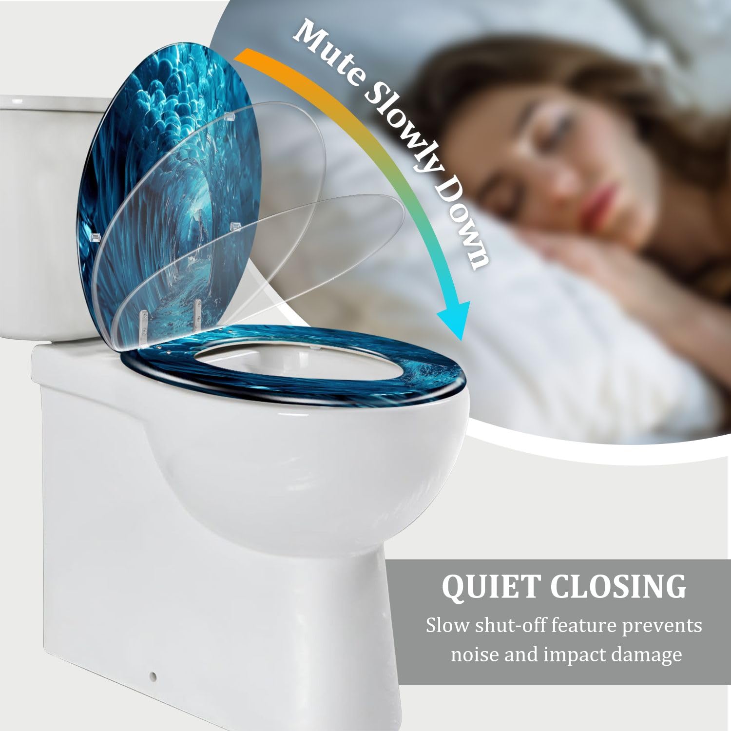 Asiento de inodoro alargado genérico de resina 3D para baño