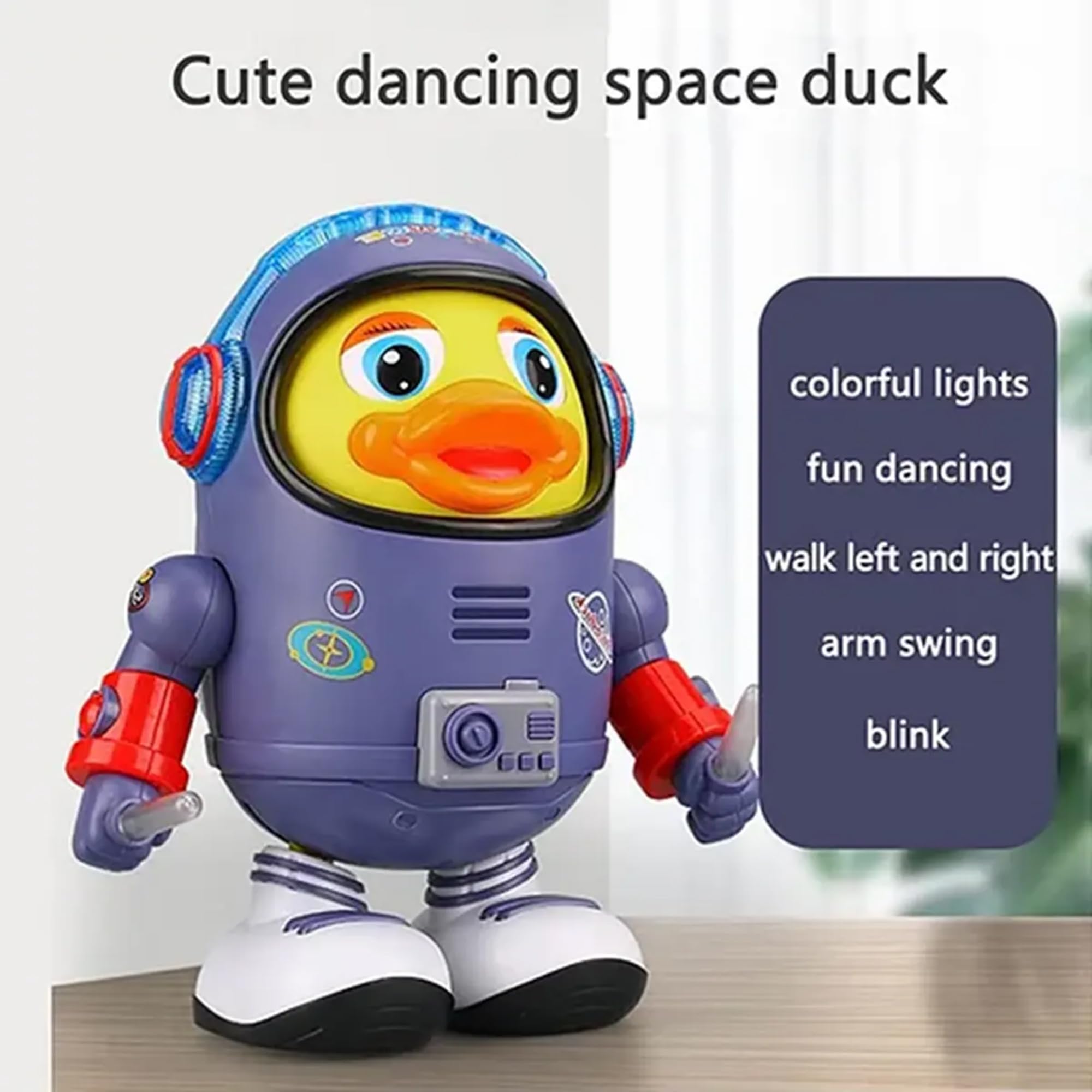 INCLUD Kids Blue Dancing Astronaut Space Duck Toy with Lights | Fun & Educational Toy for Kids Boys & Girls 3