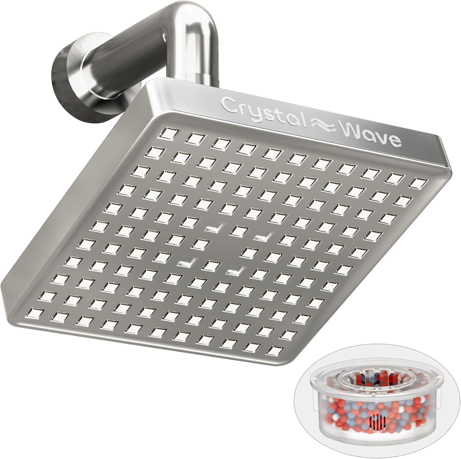 High Pressure Shower Head with 20-Stage Filtration – KDF-55, Redox Media, Vitamin C, Calcium Sulfite, Zeolite & Ceramic Balls – Removes Chlorine & Heavy Metals, Rainfall & Handheld Combo (Silver)
